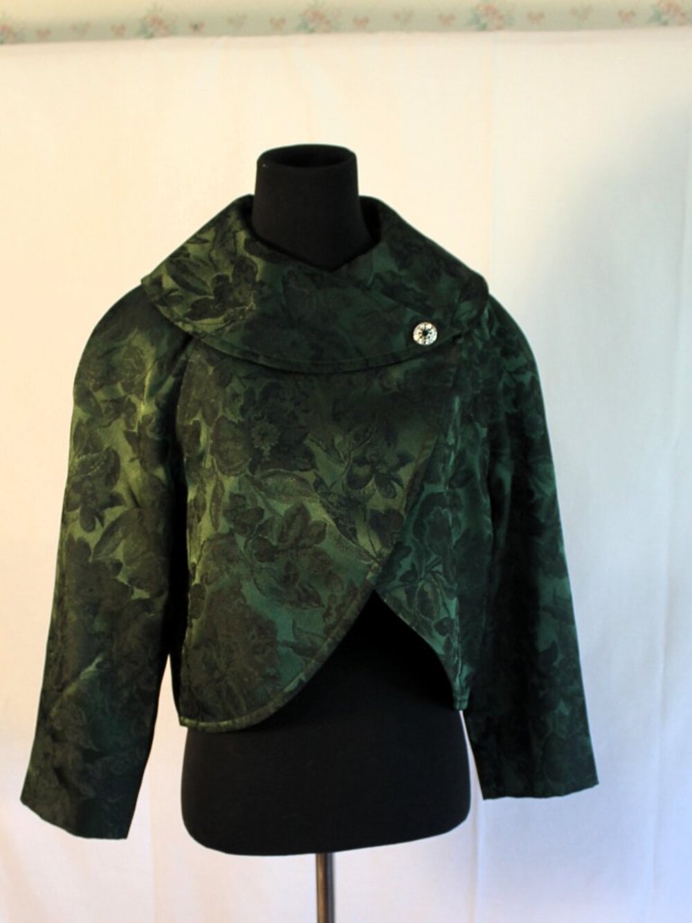 Tahari Alfred S. Levine Forest Green Brocade Bolero Blazer 12